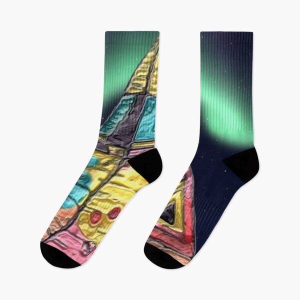 Item preview, surreal pyramid C northern lights colorful geometric abstract design designed and sold by SmashingDeals.