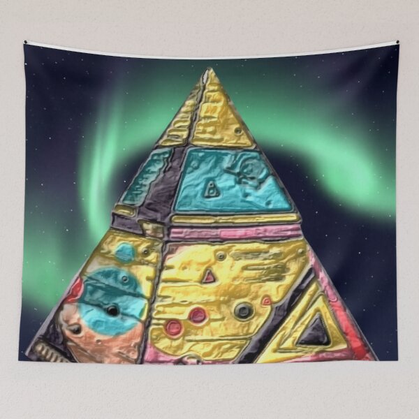 Item preview, surreal pyramid C northern lights colorful geometric abstract design designed and sold by SmashingDeals.
