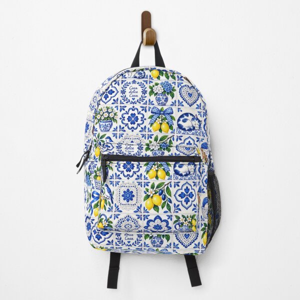 Item preview, Mediterranean Blue Tile Cats & Lemons Pattern designed and sold by AnyMar2023.