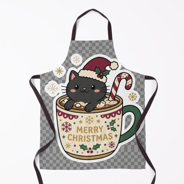 Item preview, Cute Santa Black Cat Christmas Merry Xmas Cocoa Mug Sticker designed and sold by RetroVibe Supply.