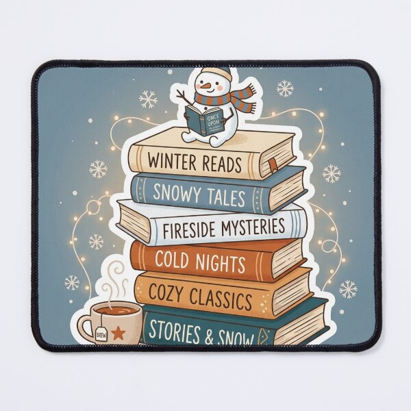 Item preview, Cozy Winter Reading Snowman Book Stack Bookish Sticker designed and sold by RetroVibe Supply.