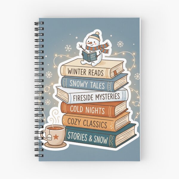 Item preview, Cozy Winter Reading Snowman Book Stack Bookish Sticker designed and sold by RetroVibe Supply.