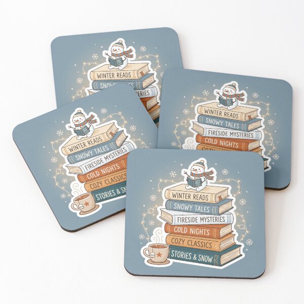 Item preview, Cozy Winter Reading Snowman Book Stack Bookish Sticker designed and sold by RetroVibe Supply.