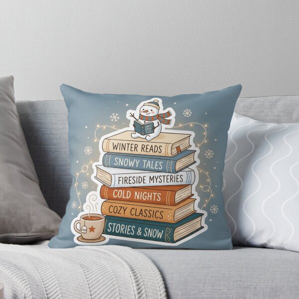 Item preview, Cozy Winter Reading Snowman Book Stack Bookish Sticker designed and sold by RetroVibe Supply.