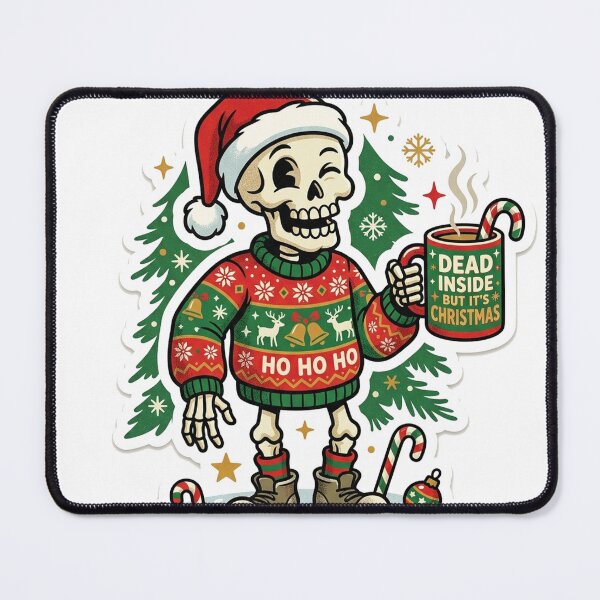 Item preview, Dead Inside But It's Christmas Funny Skeleton Ugly Sweater Sticker designed and sold by RetroVibe Supply.