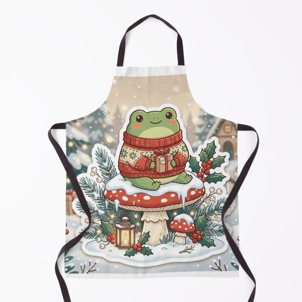 Item preview, Cute Cottagecore Christmas Frog on Snowy Mushroom Holiday Sticker designed and sold by RetroVibe Supply.