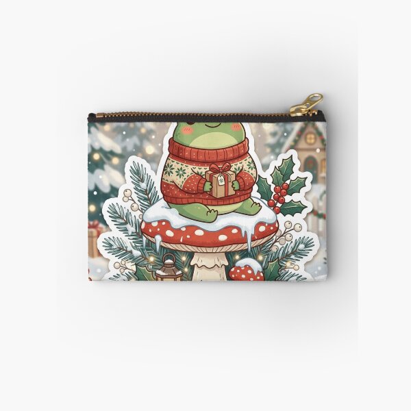 Item preview, Cute Cottagecore Christmas Frog on Snowy Mushroom Holiday Sticker designed and sold by RetroVibe Supply.