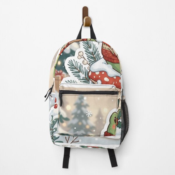 Item preview, Cute Cottagecore Christmas Frog on Snowy Mushroom Holiday Sticker designed and sold by RetroVibe Supply.