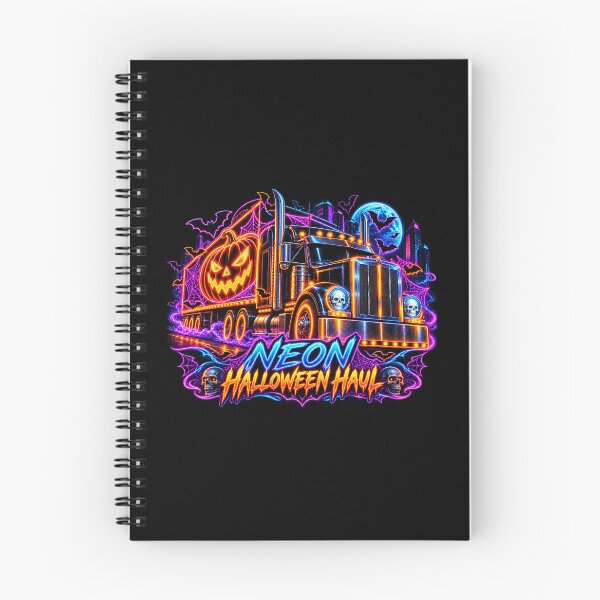 Item preview, Neon Halloween Haul Semi Truck - Spooky Pumpkin Trucker Art designed and sold by NomadForge.