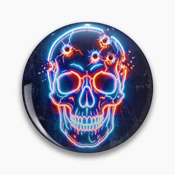 Item preview, NEON SKULL WITH BULLET HOLES 1 designed and sold by NOIMION DIGITAL ART.