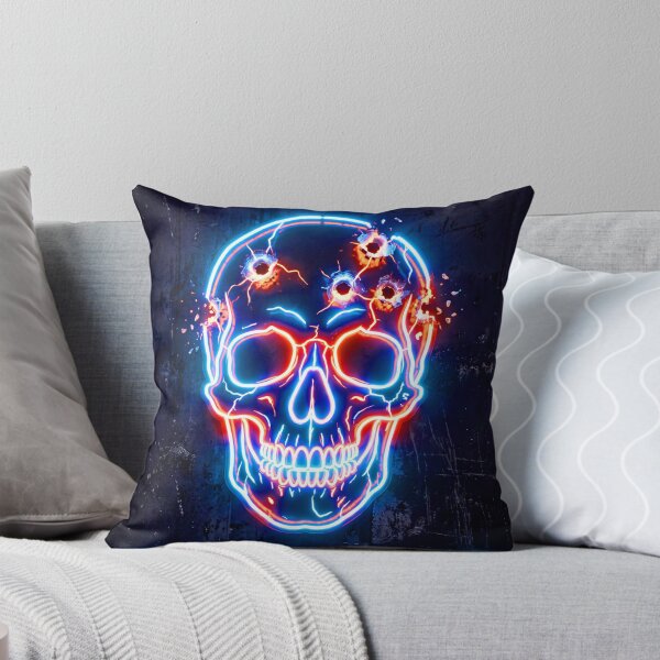 Item preview, NEON SKULL WITH BULLET HOLES 1 designed and sold by NOIMION DIGITAL ART.