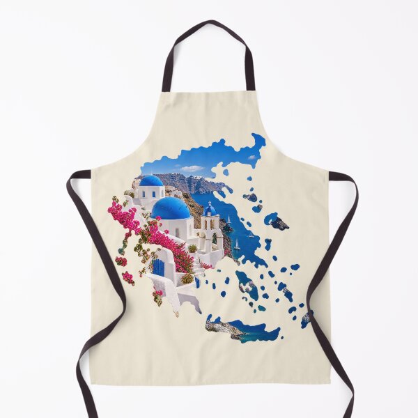 Item preview, Santorini Blue Domes Greece Map Silhouette Mediterranean Travel Art designed and sold by MetaModel Editions.