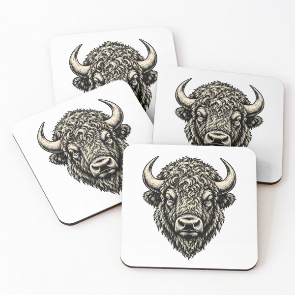 Item preview, Bison Head Portrait Woodcut Ink Rugged Outdoorsman designed and sold by nortowelcomics.