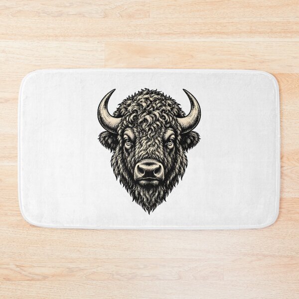 Item preview, Bison Head Portrait Woodcut Ink Rugged Outdoorsman designed and sold by nortowelcomics.