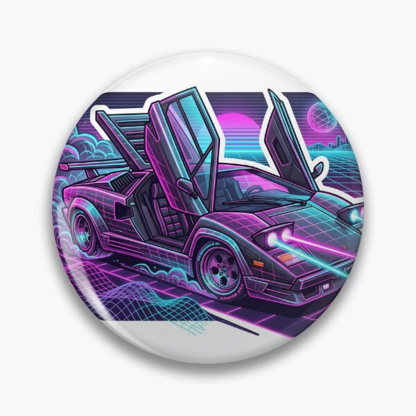 Artikelvorschau, Retro-Synthwave-80er-Jahre-Keil-Supercar-Aufkleber entworfen und verkauft von Fixnovaguide.