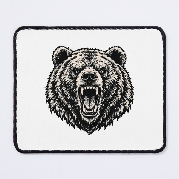 Item preview, Grizzly Bear Roaring Woodcut Snarl Wilderness Adventurer designed and sold by nortowelcomics.