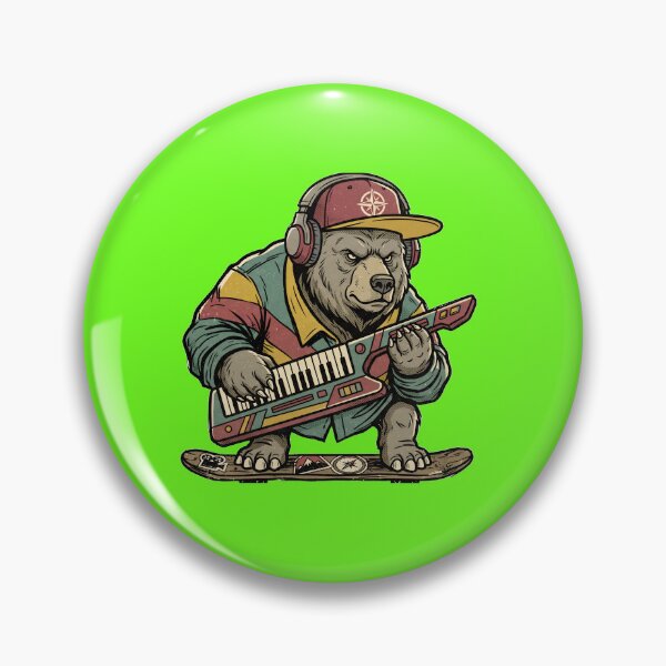 Item preview, Retro Skater Bear Playing Keytar designed and sold by Hyperfocus Press.