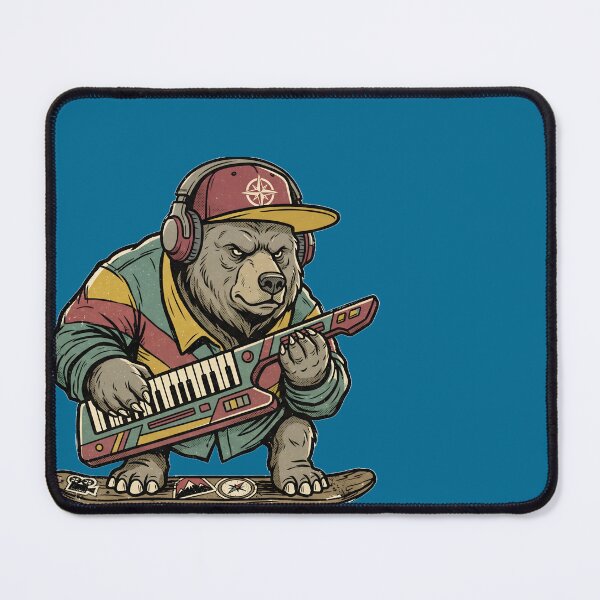 Item preview, Retro Skater Bear Playing Keytar designed and sold by Hyperfocus Press.