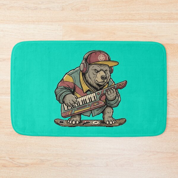 Item preview, Retro Skater Bear Playing Keytar designed and sold by Hyperfocus Press.