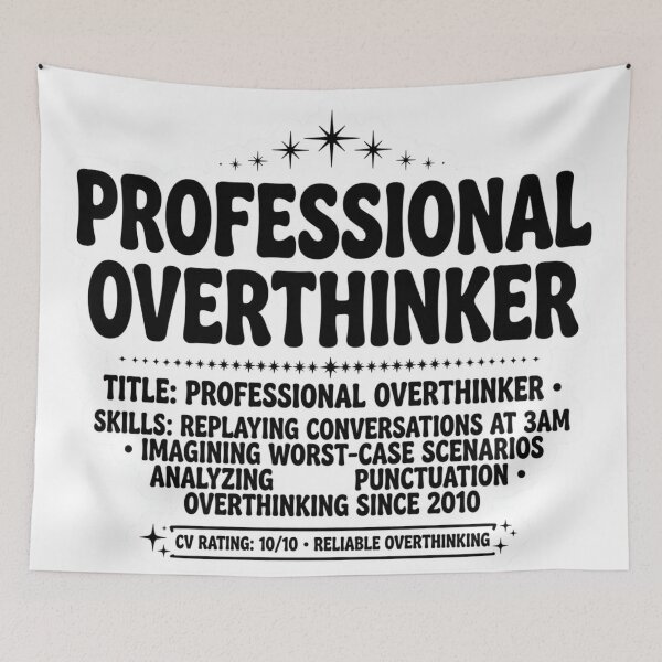 Item preview, Professional Overthinker Funny Relatable Overthinking Humor Design designed and sold by InspireHerTribe.