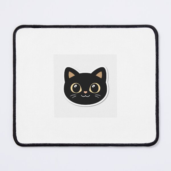 Item preview, Cute Black Cat Sticker – Kawaii Kitty Face with Big Eyes designed and sold by StickersYash.