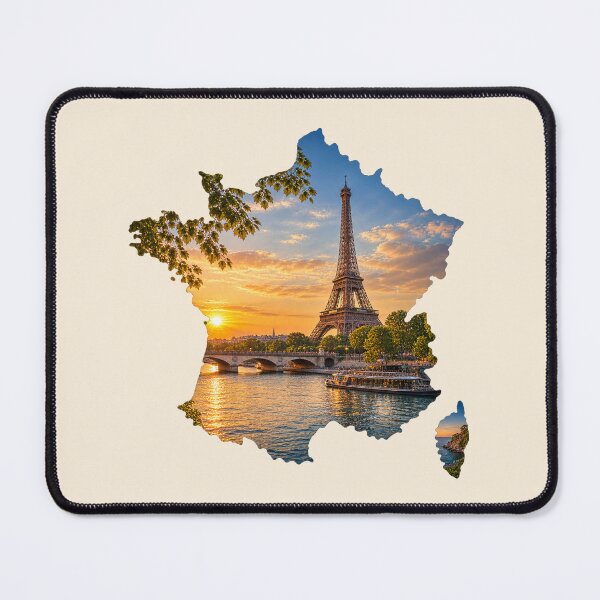 Item preview, Paris Eiffel Tower Sunset France Map Silhouette Travel Art designed and sold by MetaModel Editions.