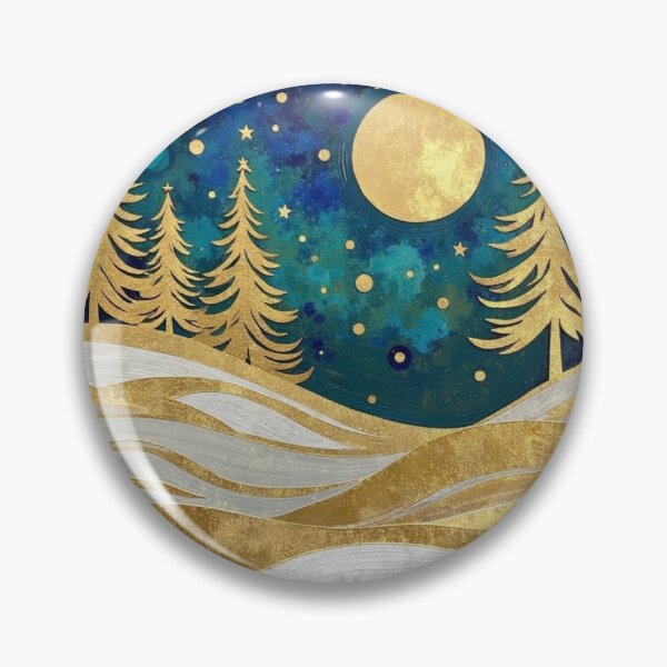 Item preview, Golden Moonlit Winter Forest – Elegant Nordic Christmas Nightscape designed and sold by Dream Bloom Gallery.