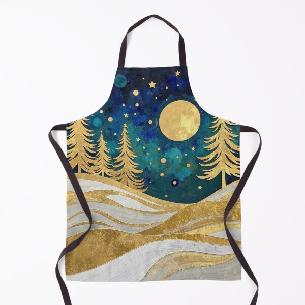 Item preview, Golden Moonlit Winter Forest – Elegant Nordic Christmas Nightscape designed and sold by Dream Bloom Gallery.