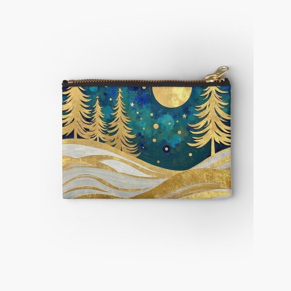 Item preview, Golden Moonlit Winter Forest – Elegant Nordic Christmas Nightscape designed and sold by Dream Bloom Gallery.