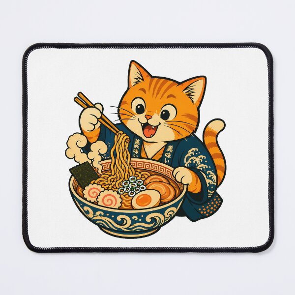 Item preview, Japanese Ramen Cat Kimono Umai Delicious Anime Bowl designed and sold by nortowelcomics.