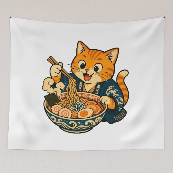 Item preview, Japanese Ramen Cat Kimono Umai Delicious Anime Bowl designed and sold by nortowelcomics.