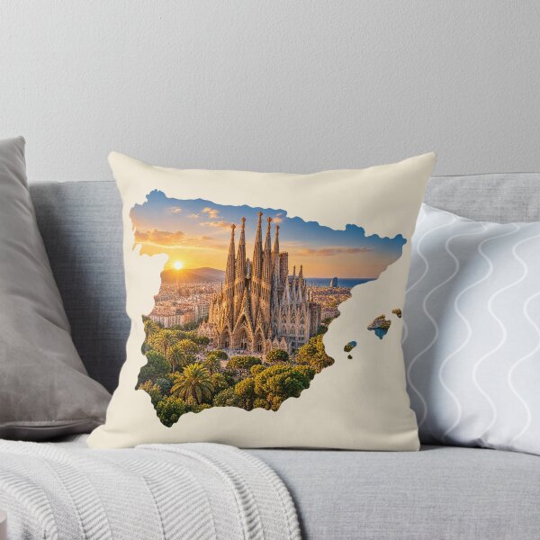 Item preview, Barcelona Sagrada Familia Sunset Spain Map Silhouette Travel Art designed and sold by MetaModel Editions.