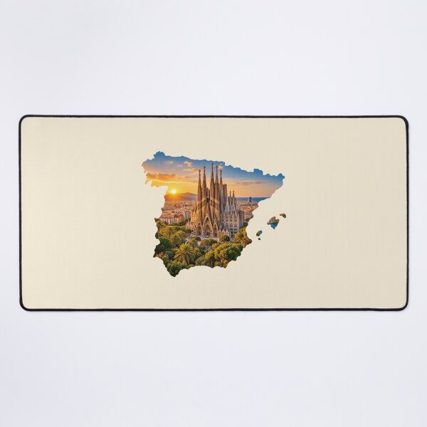 Item preview, Barcelona Sagrada Familia Sunset Spain Map Silhouette Travel Art designed and sold by MetaModel Editions.