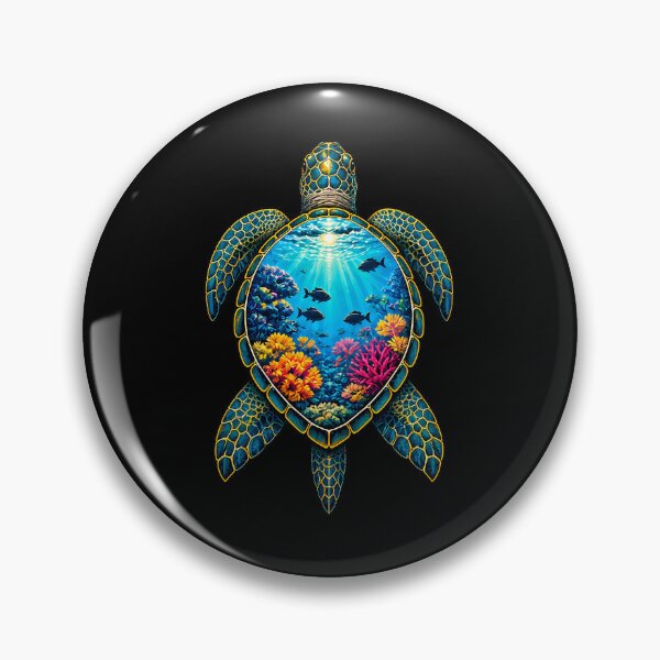 Item preview, Vibrant Underwater Sea Turtle with Surreal Ocean Ecosystem Shell Illustration designed and sold by potseed21.