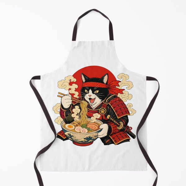 Item preview, Samurai Cat Eating Ramen Japanese Anime Foodie designed and sold by nortowelcomics.