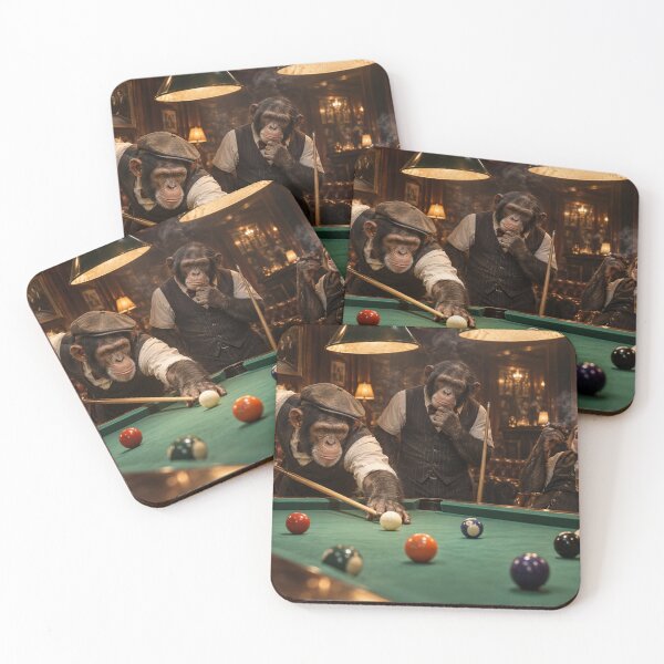Item preview, Monkey Business at the Pool Table designed and sold by Cotton-Vibe.