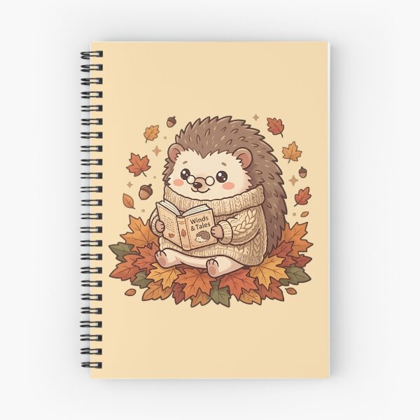 Item preview, Cute Hedgehog Reading Book in Fall Leaves Autumn Reading Nook designed and sold by Akira Design Store.