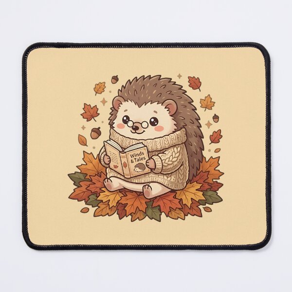 Item preview, Cute Hedgehog Reading Book in Fall Leaves Autumn Reading Nook designed and sold by Akira Design Store.