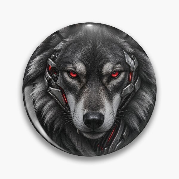 Item preview, Cyberpunk Wolf — Red-Eyed Cybernetic Predator designed and sold by Dovarune.