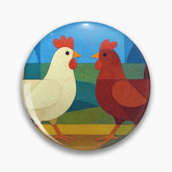 Item preview, a Geometric illustration of 2 chickens. designed and sold by GalleryKauffeld.
