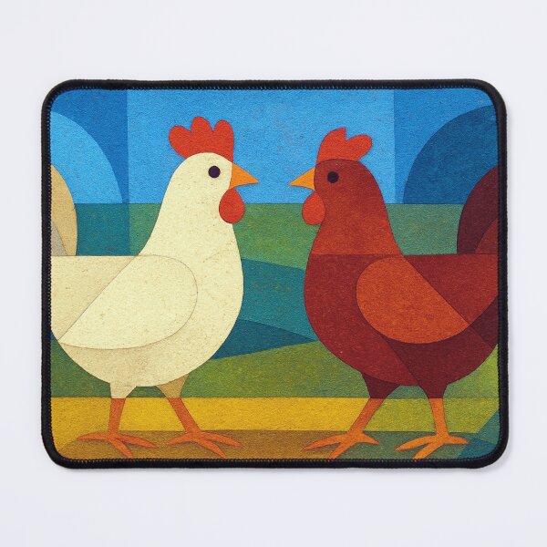 Item preview, a Geometric illustration of 2 chickens. designed and sold by GalleryKauffeld.