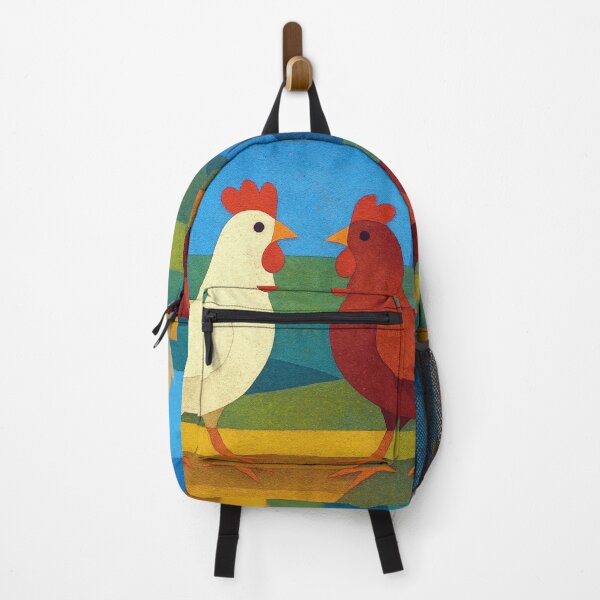 Item preview, a Geometric illustration of 2 chickens. designed and sold by GalleryKauffeld.