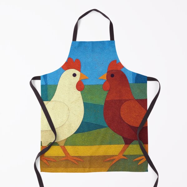 Item preview, a Geometric illustration of 2 chickens. designed and sold by GalleryKauffeld.