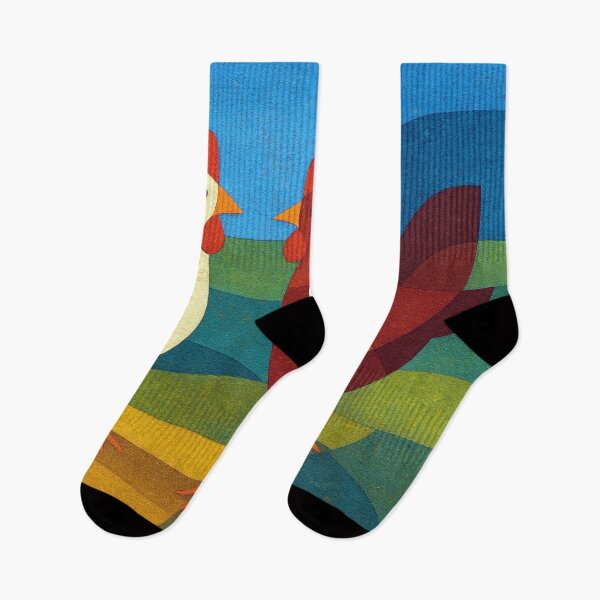 Item preview, a Geometric illustration of 2 chickens. designed and sold by GalleryKauffeld.
