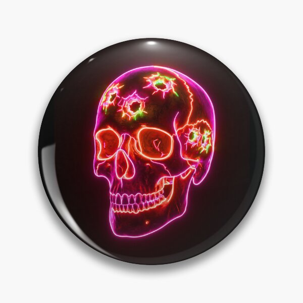 Item preview, NEON SKULL WITH BULLET HOLES designed and sold by NOIMION DIGITAL ART.