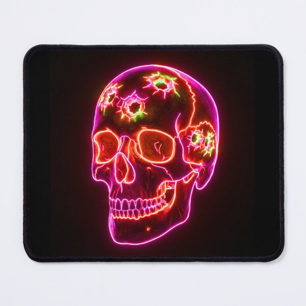 Item preview, NEON SKULL WITH BULLET HOLES designed and sold by NOIMION DIGITAL ART.