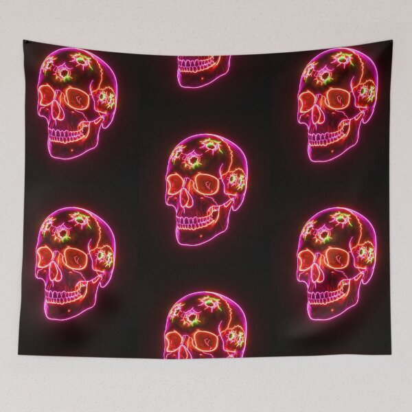 Item preview, NEON SKULL WITH BULLET HOLES designed and sold by NOIMION DIGITAL ART.