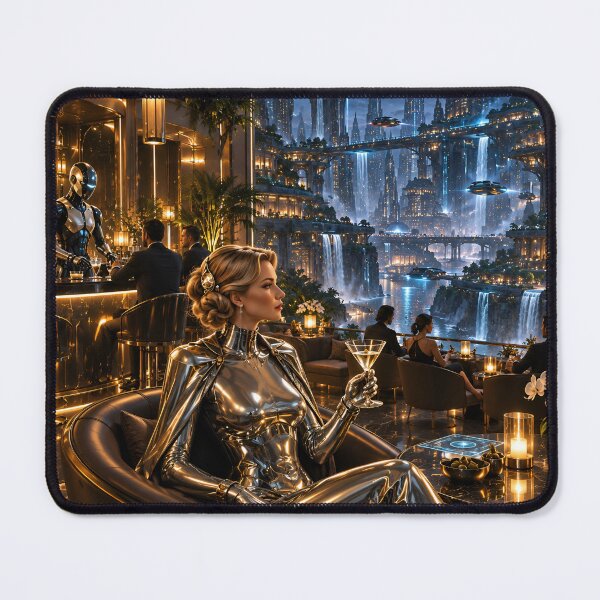 Item preview, Futuristic Luxury Lounge in a Cyberpunk City | Sci-Fi Art designed and sold by IRON SIREN.