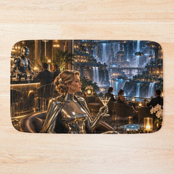 Item preview, Futuristic Luxury Lounge in a Cyberpunk City | Sci-Fi Art designed and sold by IRON SIREN.