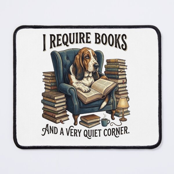 Item preview, I Require Books And A Very Quiet Corner - Basset Hound Reader T-Shirt designed and sold by designwiss.